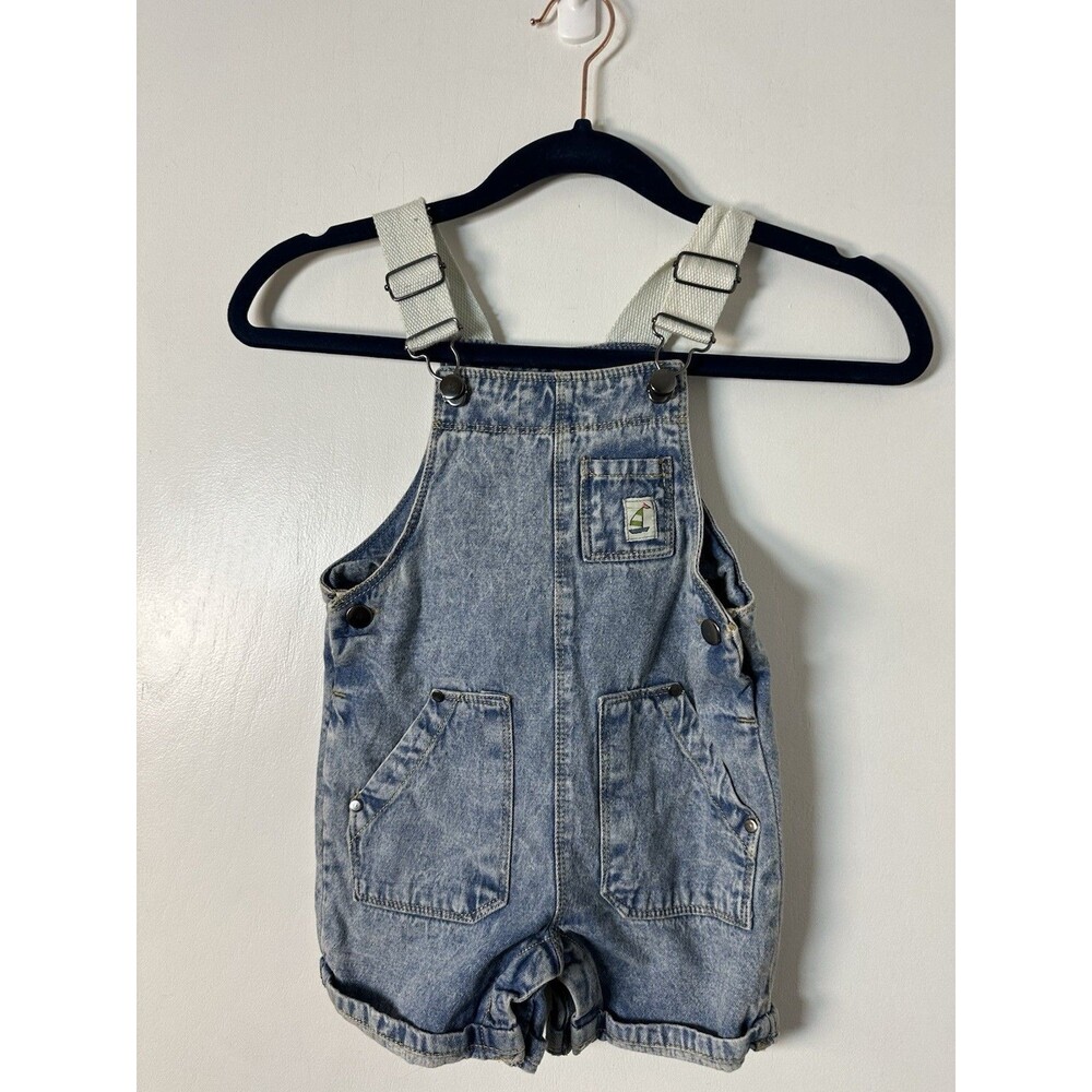 Vintage Denim Shorts Bibs One Piece Cotton Baby 18M